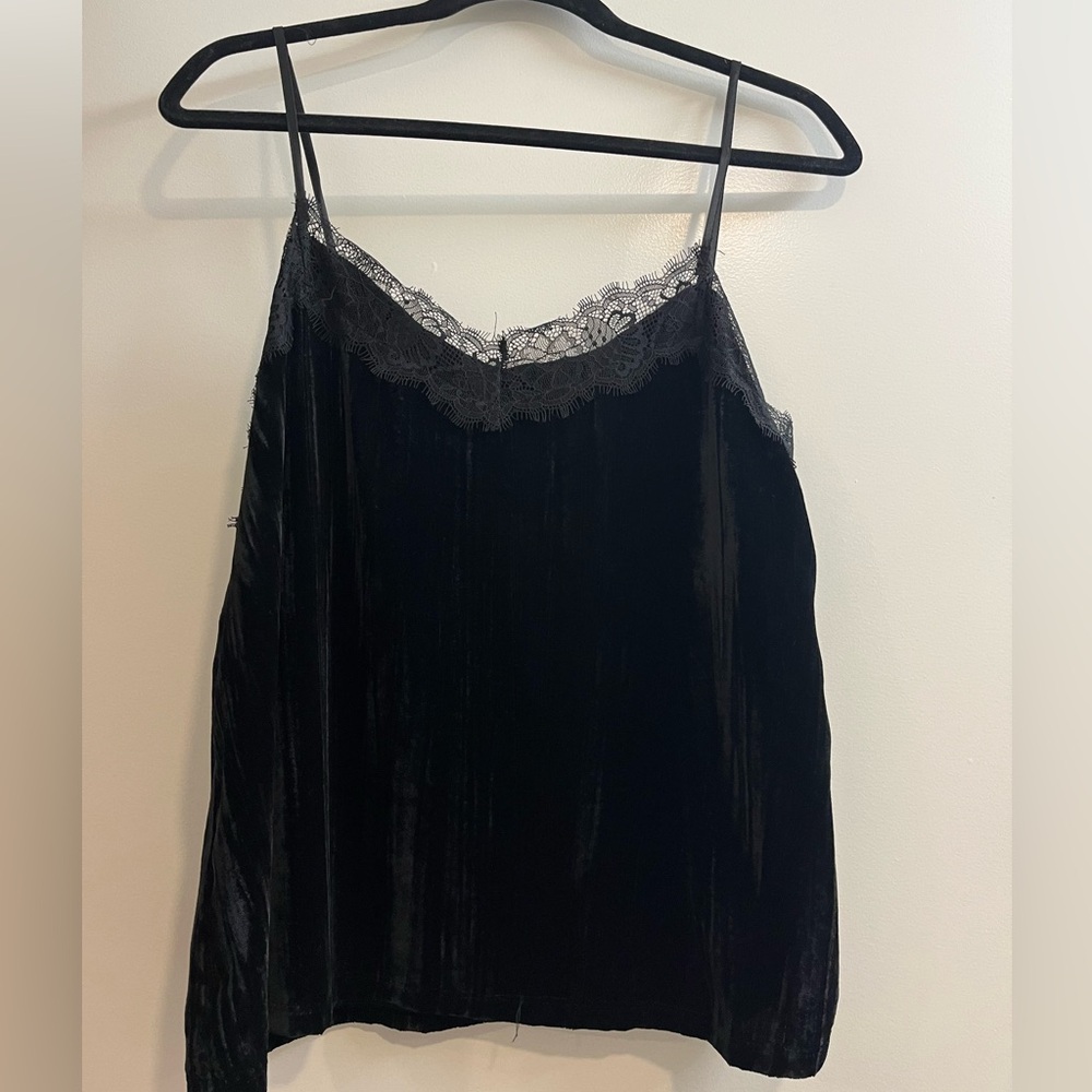 Zara Elegant Black Lace Trim Cami Top